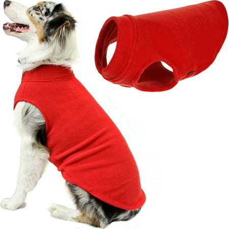 Gooby Stretch Fleece Vest Dog Sweater - Red - Warm Pullover Jacket for Small to Large Dogs