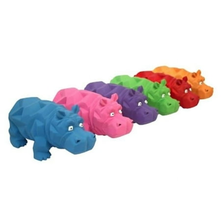 Multipet Origami Hippo Latex Dog Toy - Small 4 inch - Assorted Colors
