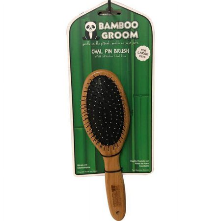Bamboo Groom Large Oval Pin Brush with Stainless Steel Pins - Dog & Cat Grooming