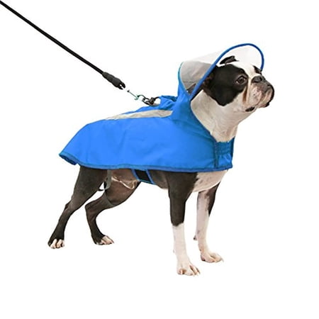 Gooby Adjustable Cap Dog Raincoat - Blue - Size L