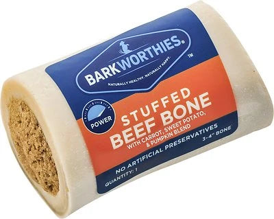Barkworthies 3-4 inch Stuffed Shin Bone Dog Treat - Pumpkin, Sweet Potato & Carrot Filling