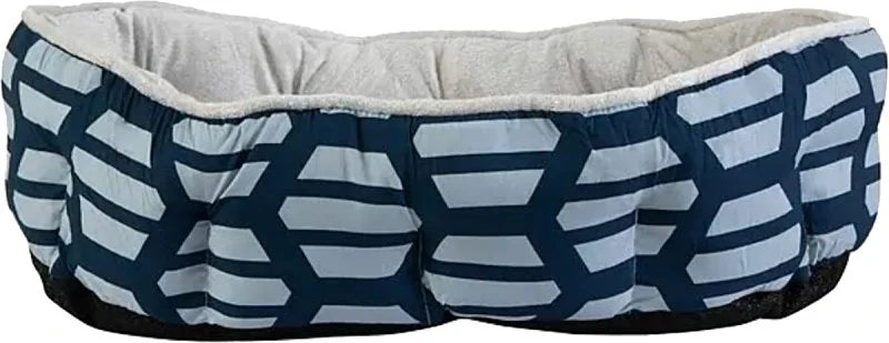 Petmate Oval Sleeper Pet Bed - 19 x 14 Inch, Grey/Hex Print - Soft Plush Cover, Ideal for Cats & Small Dogs