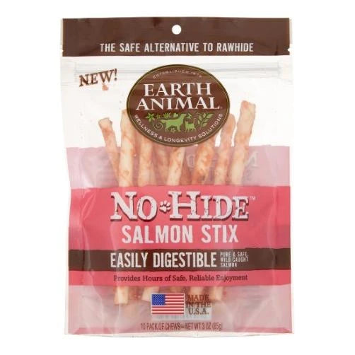 Earth Animal No-Hide Salmon Stix 10 Pack - Rawhide Alternative Dog Chews