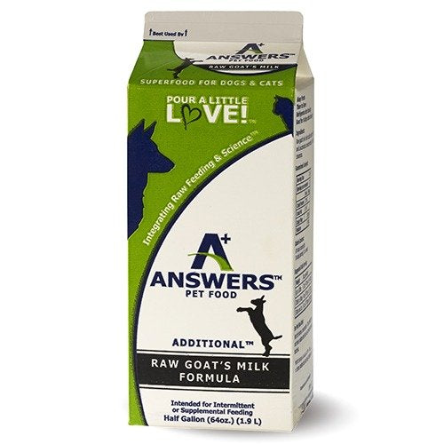 Answers Frozen Additional Goat's Milk - Half Gallon (64 oz) - Raw Fermented Pet Supplement