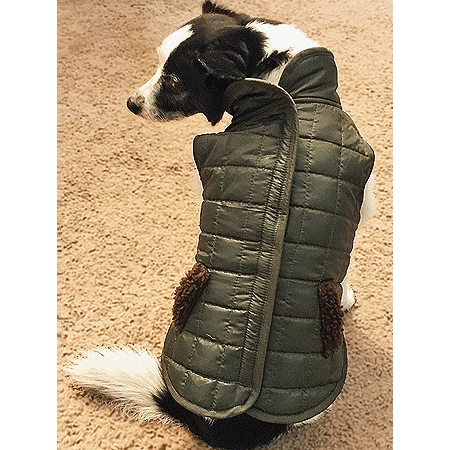 Fashion Pet Reversible Ski Jacket - Olive Green / Brown Fleece - Size Medium