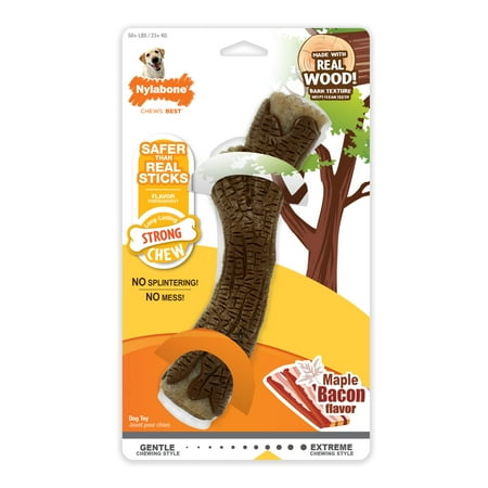 Nylabone Strong Chew Real Wood Stick Dog Toy - Maple Bacon Flavor - Souper Size