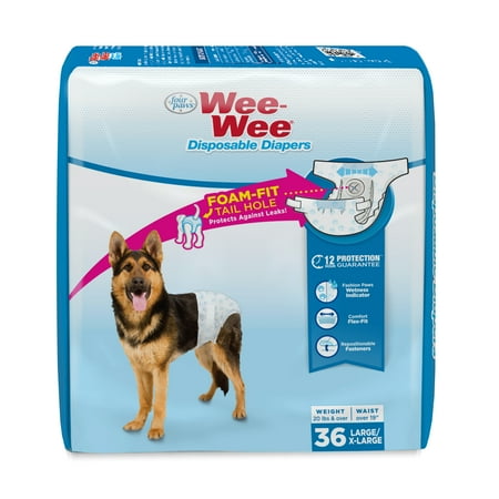 Four Paws Wee-Wee Disposable Dog Diapers, Large/X-Large, 36 Count