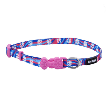 Coastal Pet Li'l Pals Adjustable Dog Collar, 5/16 in x 8-12 in, Light Blue Paw Print, Nylon