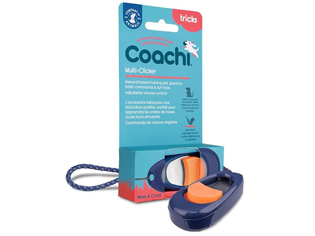 Coachi Multi-Clicker - Navy & Coral Dog Training Clicker with Adjustable Volume