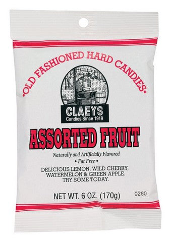 Claeys Old Fashioned Assorted Fruit Hard Candy Drops - 6 oz Bag