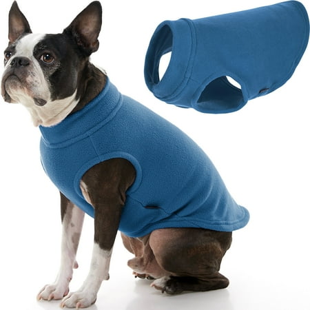 Gooby Stretch Fleece Vest Dog Sweater - Steel Blue - Warm & Stretchy Pullover Jacket
