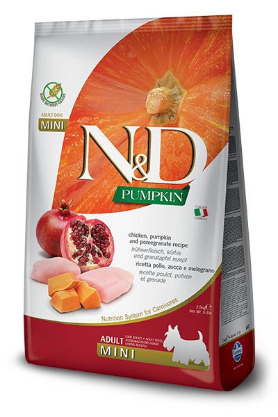 Farmina N&D Mini Breed Adult, Chicken, Pumpkin & Pomegranate, 5.5 lb Grain-Free Dog Food