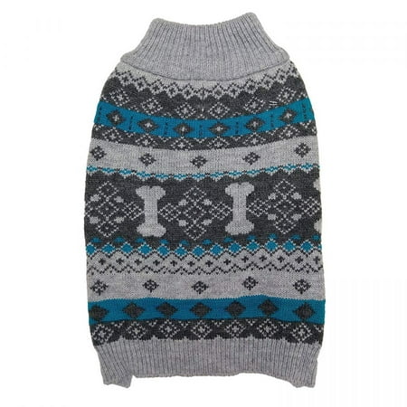 Fashion Pet Nordic Knit Dog Sweater - Gray - Medium (14-19" Neck to Tail)