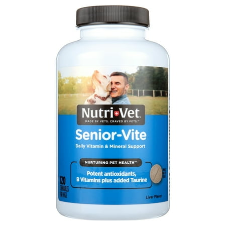 Nutri-Vet Wellness Senior-vite Chewables for Dogs - 120 Count - Liver Flavored Multivitamin
