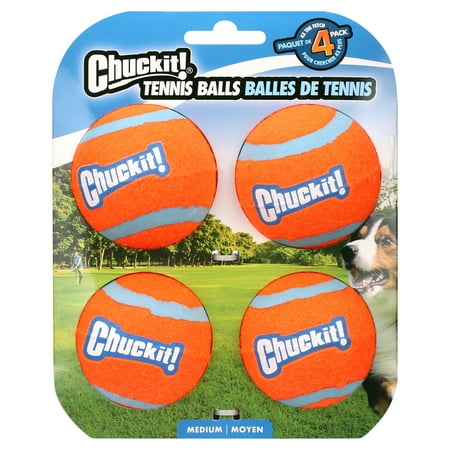 Chuckit! Tennis Balls - Medium, 4 Pack - Durable Dog Toys for Fetch