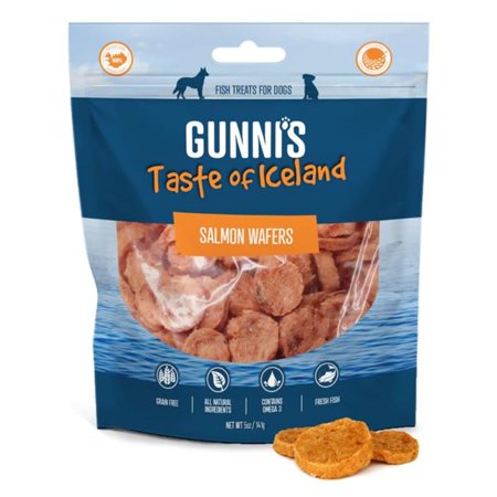 Gunni's Pet Salmon Wafers 5oz - Natural Dog Treats, Salmon Min Wafers, All Natural, Air-Dried Salmon