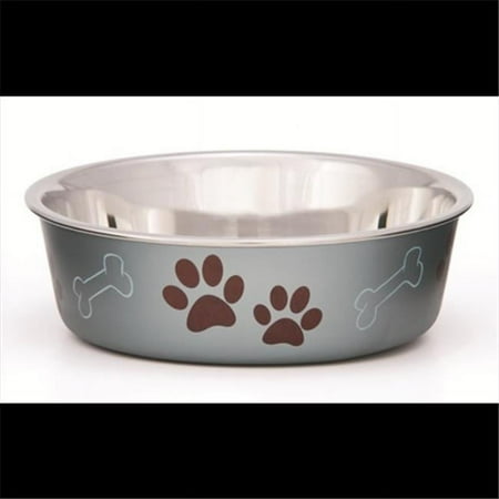 Loving Pets Bella Metallic Pet Bowl, Blueberry, Medium - Stainless Steel Dog/Cat Bowl
