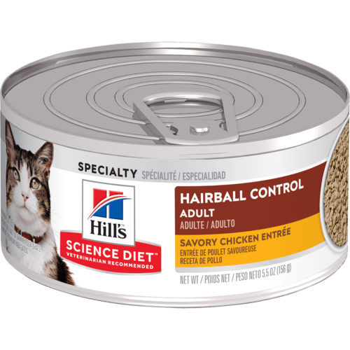 Hill's Science Diet Adult Hairball Control Savory Chicken Entrée Wet Cat Food, 5.5 oz Can