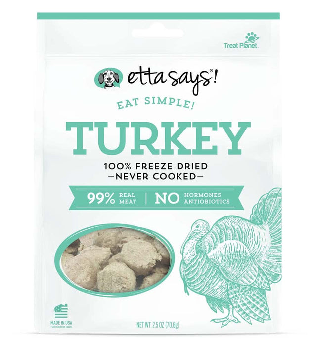 Etta Says! Eat Simple Turkey Freeze-Dried Dog Treats, 2.5 oz, 100% Real Meat, Single Ingredient