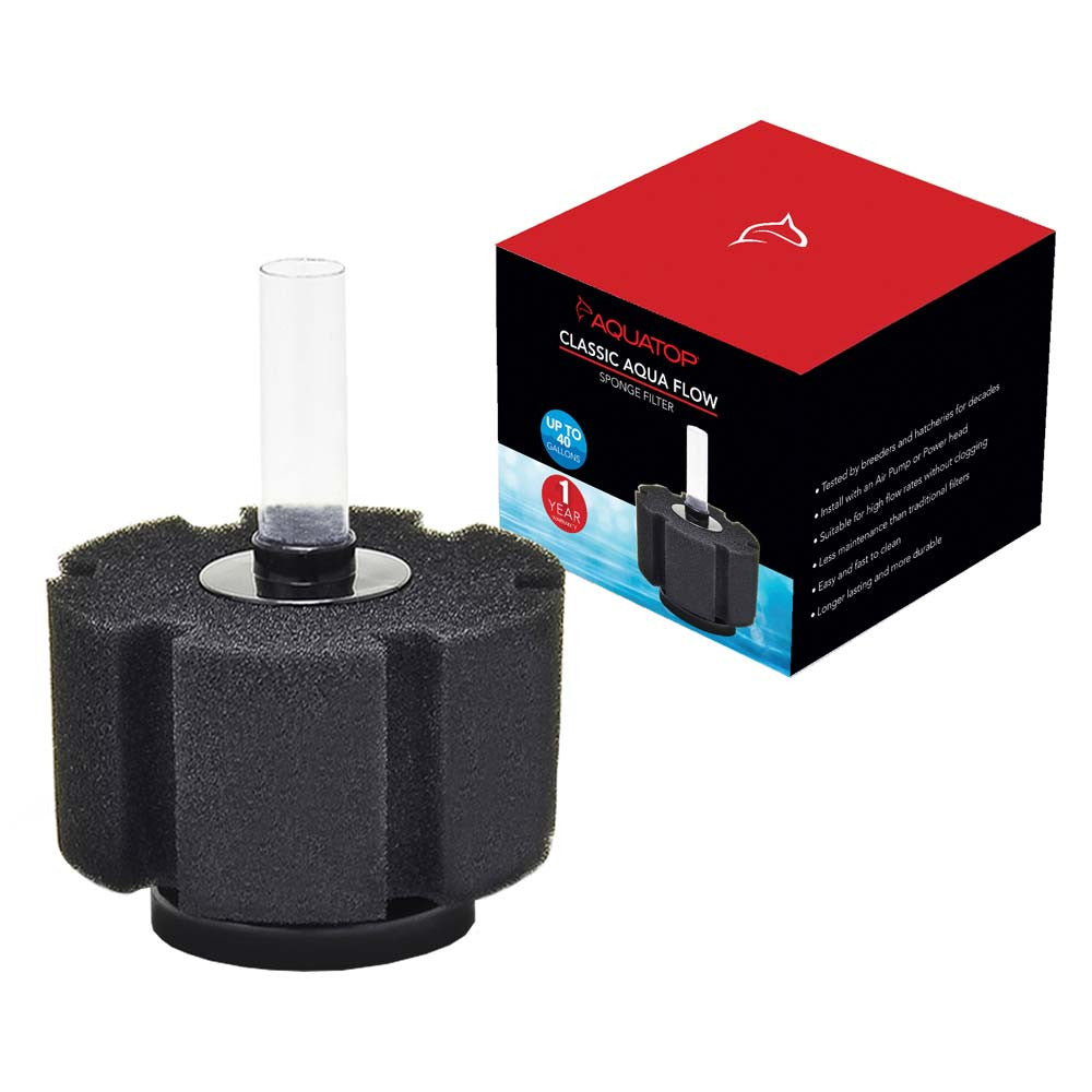 Aquatop CAF-40 Classic Aqua Flow Internal Sponge Filter - Up to 40 Gallon Aquarium Filter