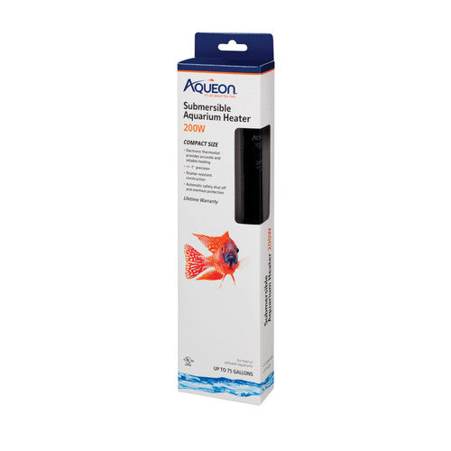 Aqueon Submersible Aquarium Heater, 200W - Up to 75 Gallons, Glass Fish Tank Heater