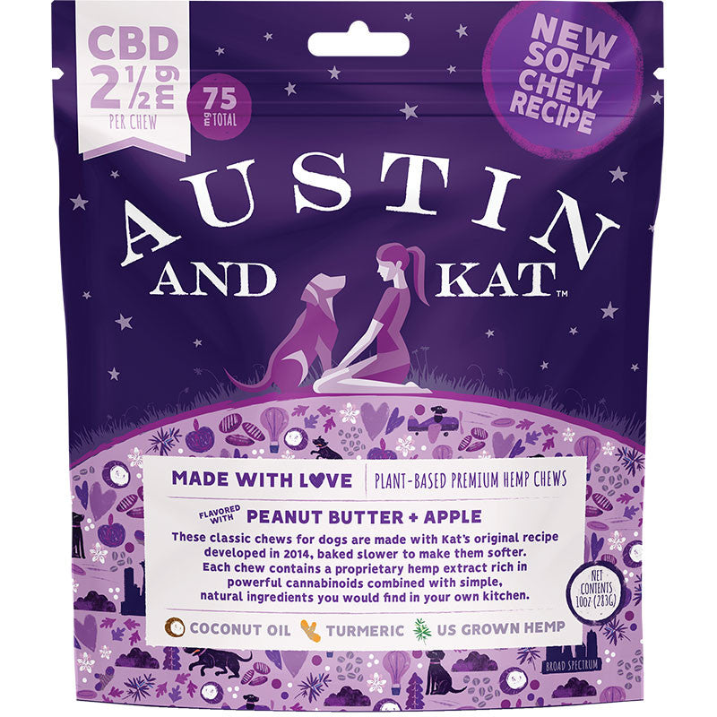 Austin & Kat Dog CBD Chews 2.5mg - Premium Soft Chews for Everyday Wellness (10oz / 30ct)