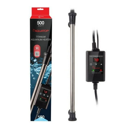 Aquatop 500W Titanium Aquarium Heater with Controller - Submersible, 150 Gallon
