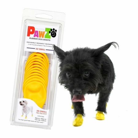 Pawz Dog Boots - XXS, Yellow, 12 Pack - Waterproof Natural Rubber Paw Protection