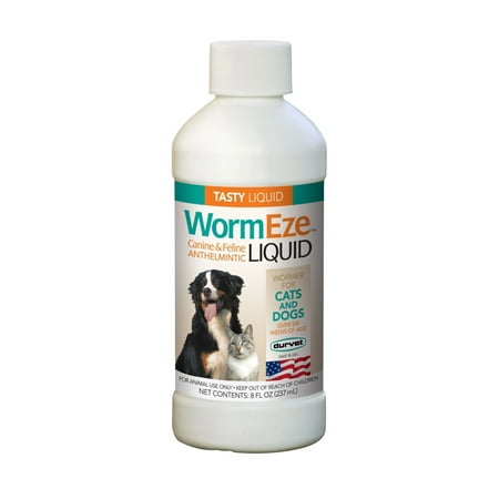 Durvet WormEze Liquid Dewormer for Dogs & Cats - 8 oz - Roundworm Treatment