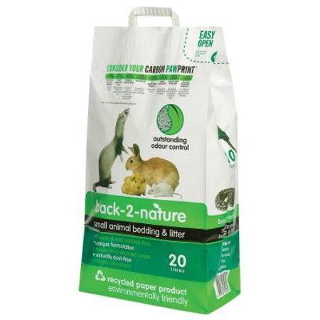 Back-2-Nature Small Animal Bedding & Litter - Recycled Paper Pellets - 20L / 15lbs