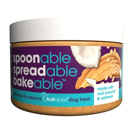 Fruitables Spreadables Dog Treat - Coconut & Oatmeal, 7 oz - Spoonable, Bakeable, Natural