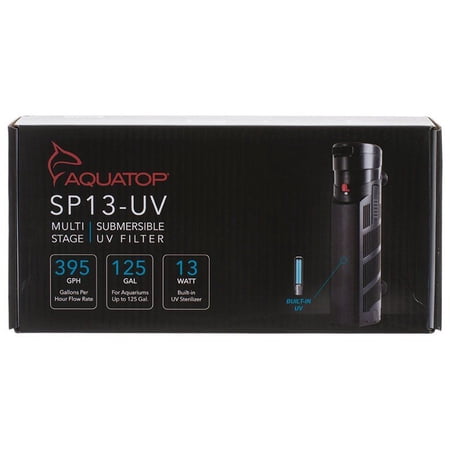 Aquatop SP13-UV Submersible UV Filter & Sterilizer - 13W, 395 GPH - for up to 150 Gallon Aquariums