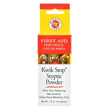 Miracle Care Kwik Stop Styptic Powder for Dogs, Cats, and Birds - .5 oz