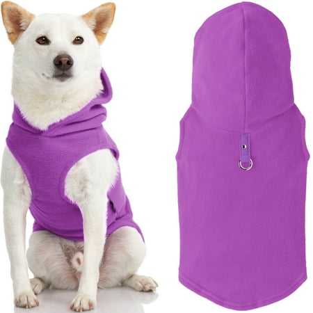 Gooby Fleece Vest Hoodie Dog Sweater - Purple, Large