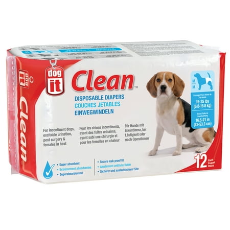 Dogit Clean Disposable Dog Diapers - Medium, 12 Count, 15-35 lbs