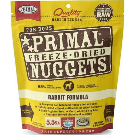 Primal Freeze Dried Raw Dog Food Nuggets, Rabbit, 5.5 oz - Complete & Balanced Meal