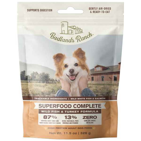 Badlands Ranch Superfood Complete Fish & Turkey Dog Food - Air Dried - 11.5 oz Bag