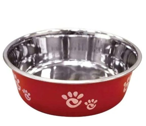 Spot Barcelona Dog Bowl - Paw Print - Raspberry - 64 oz