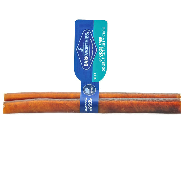 Barkworthies 6" Double Cut Odor Free Bully Stick Dog Treat