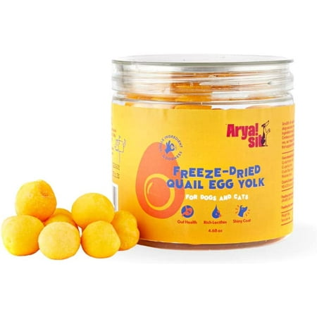 Arya Sit Freeze-Dried Quail Egg Yolk Dog & Cat Treats - Single Ingredient, Healthy Coat (5oz)