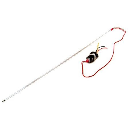 Vee PURRfect Cat Wand Toy - Furry Teaser with Feather, Red Cord & Faux Fur - 36" Interactive Play