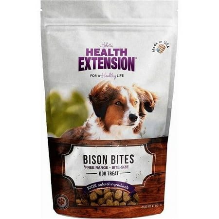 Health Extension Bison Bites Dog Treats - Grain-Free, USA Sourced (6 oz or 4.5 oz)