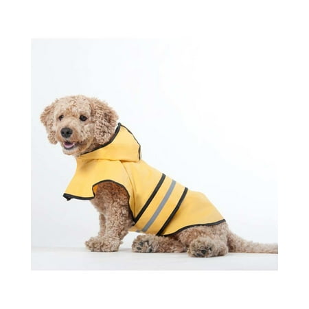 Fashion Pet Rainy Days Slicker Dog Raincoat - Yellow, Medium, Reflective