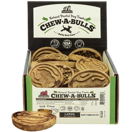 Redbarn Chew-A-Bulls Chip Large Dog Dental Treats - 25 Count (Optional: Single Treat Available)