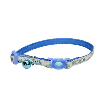 Safe Cat Glow in the Dark Breakaway Collar - Blue Fish - Adjustable 8-12 inch