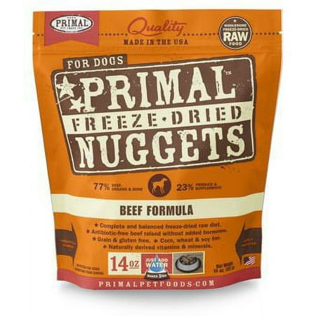 Primal Freeze-Dried Dog Food Beef Nuggets - Grain-Free, Raw, 14 oz Bag