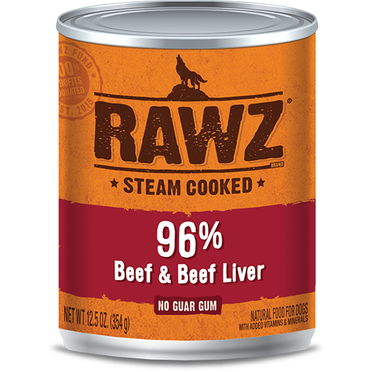 Rawz 96% Beef & Beef Liver Pate Canned Dog Food, 12.5 oz