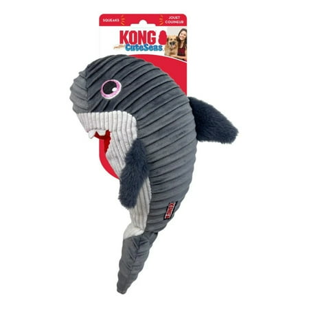 KONG CuteSeas Rufflez Shark Dog Toy - Plush, Ridged, Squeaky, Medium/Large