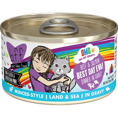 Weruva BFF OMG Best Day Eva! Beef & Salmon in Gravy Wet Cat Food, 2.8 oz
