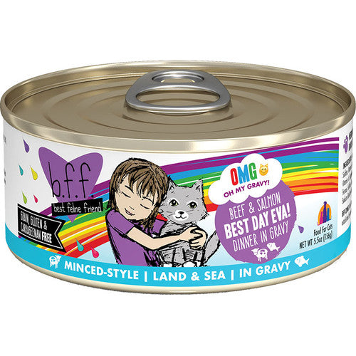 Weruva BFF OMG Best Day Eva! Beef & Salmon in Gravy Wet Cat Food, 5.5 oz
